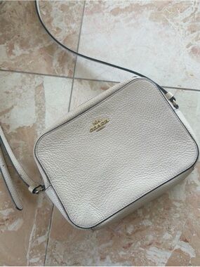 Coach Chalk Pebbled Leather Crossbody with Gold Logo